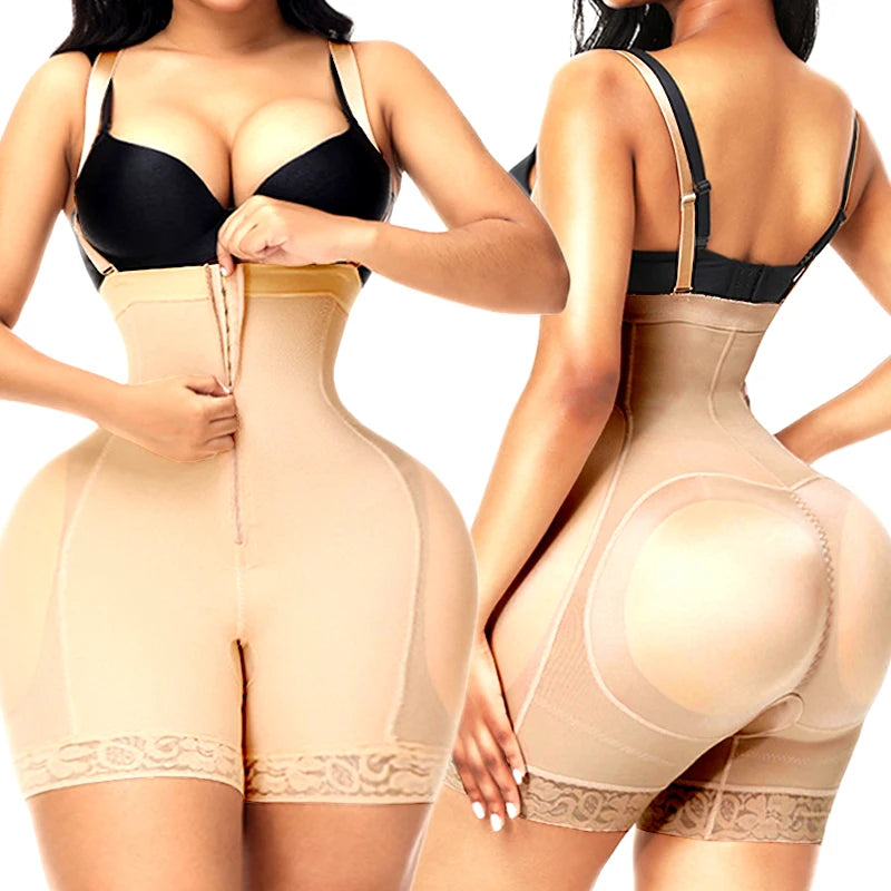 Ultimate Full Body Shaper - Padded Butt Lifter Bodysuit with Removable Hip Pads