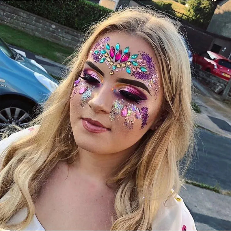 3D Rhinestone Face Jewels & Crystal Festival Stickers