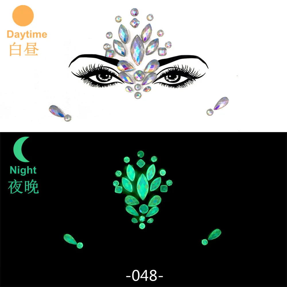3D Rhinestone Face Jewels & Crystal Festival Stickers