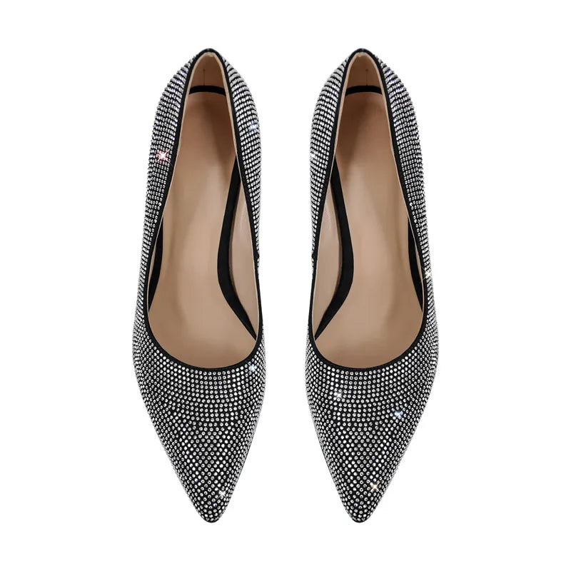 Strut in Sparkle: Fabulous Rhinestone Pointed Toe Wedge Heels for Ultimate Glam