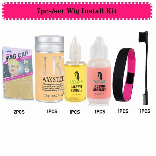 Waterproof Lace Wig Install Kit – Lace Glue, Remover & Wax Stick Set with Tools