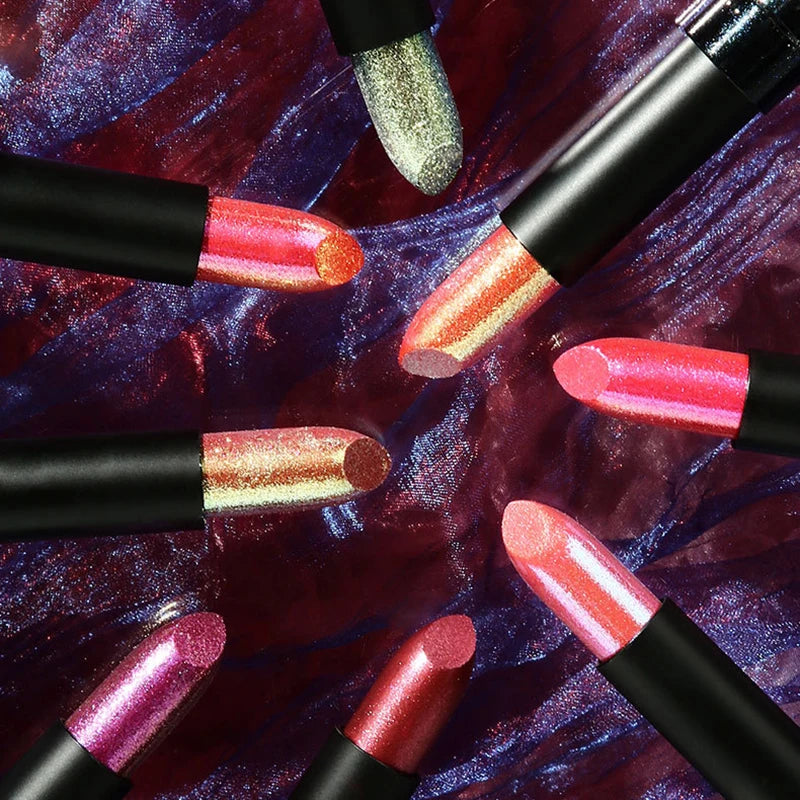 Metallic Glitter Lipstick | Diamond Pearlescent Finish | 15 Shades