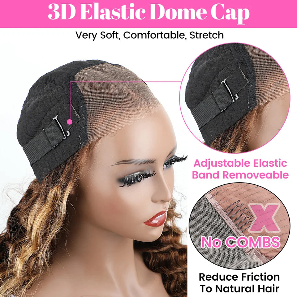 "Highlight Reel" Ombré Highlight Deep Wave Wear & Go Wig – 6x4 HD Lace, Pre-Plucked, Glueless