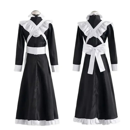Classic Long Black & White Maid Costume Dress – Fits Height 150–180cm