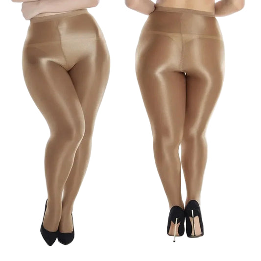 Plus Size Glossy Reflective Stockings – 70D Club & Stage Pantyhose (3XL)
