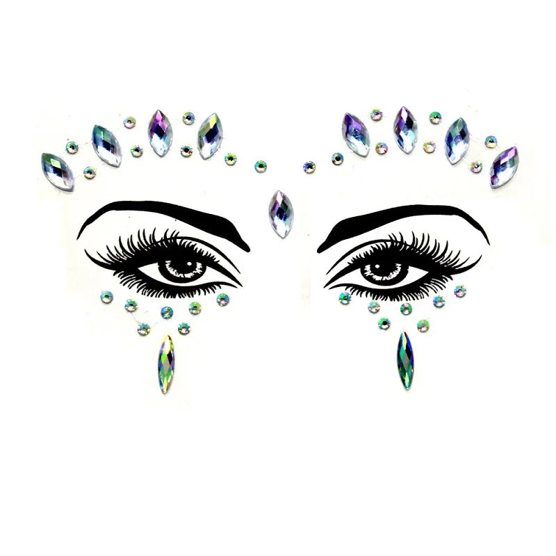 3D Rhinestone Face Jewels & Crystal Festival Stickers