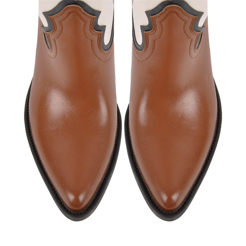 Saddle Queen Classic Western Boots – Two-Tone Drag Cowgirl Eleganza