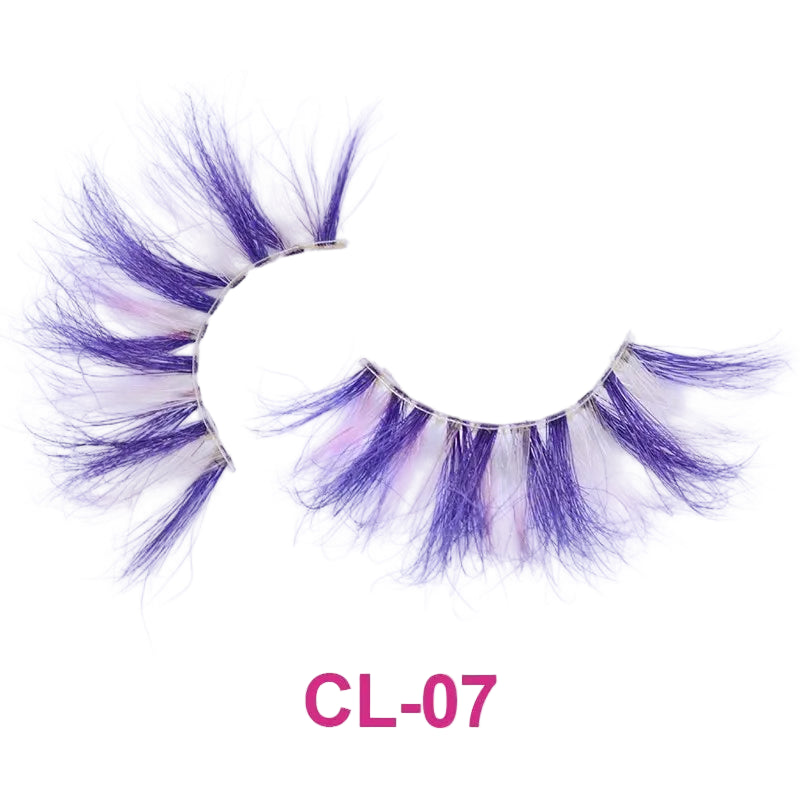 Colored Mink Strip Lashes for Drag & Cosplay – 25mm Rainbow False Eyelashes