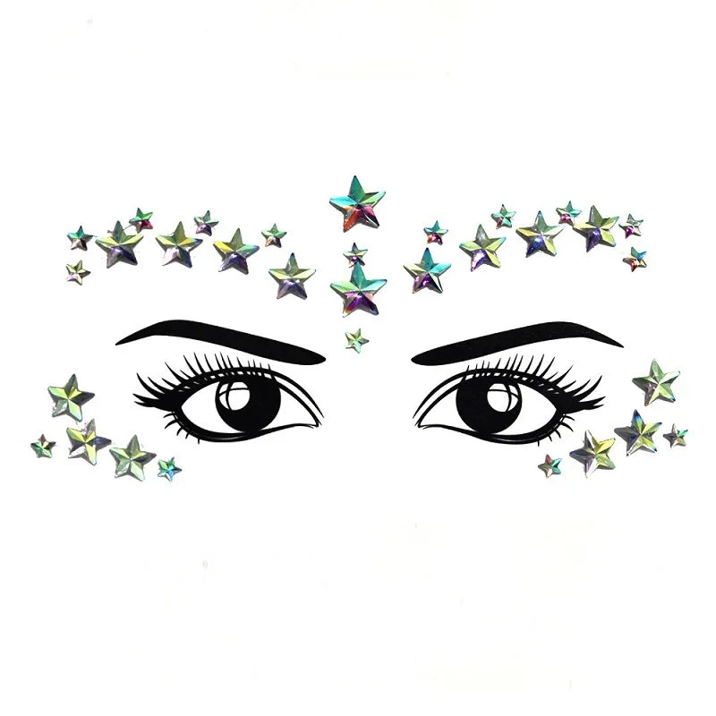3D Rhinestone Face Jewels & Crystal Festival Stickers