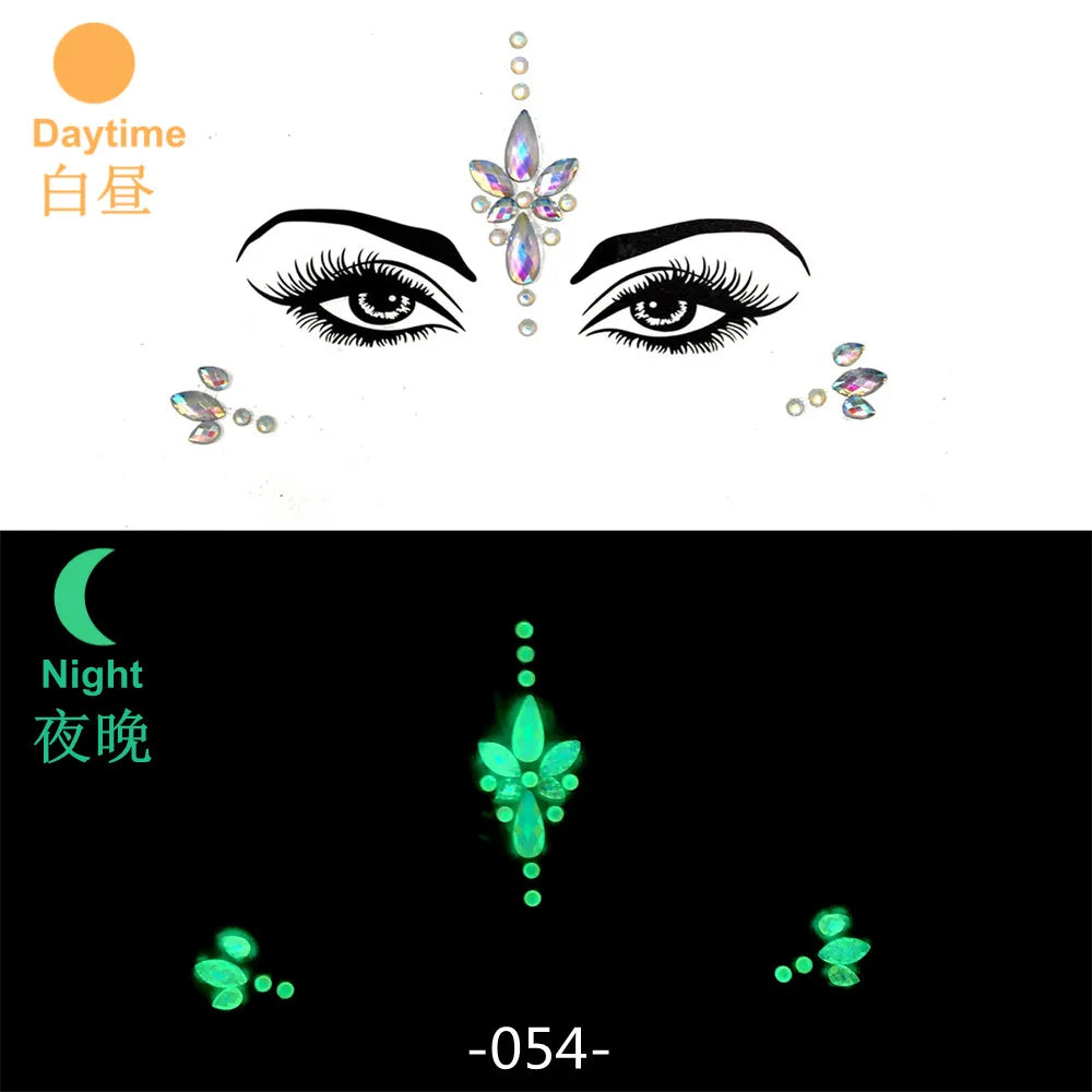 3D Rhinestone Face Jewels & Crystal Festival Stickers