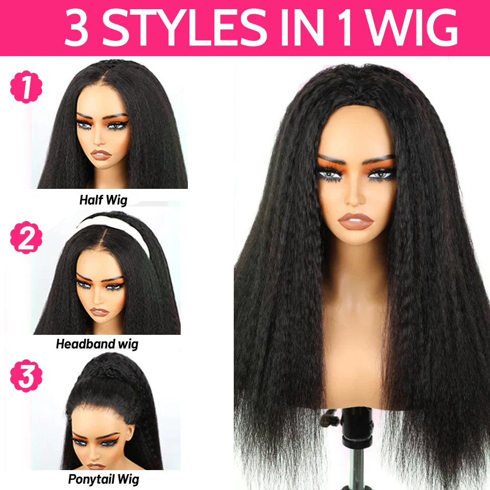 "Straight But Make It Fierce" Kinky Straight Human Hair Half Wig – Glueless, 3-in-1 Install