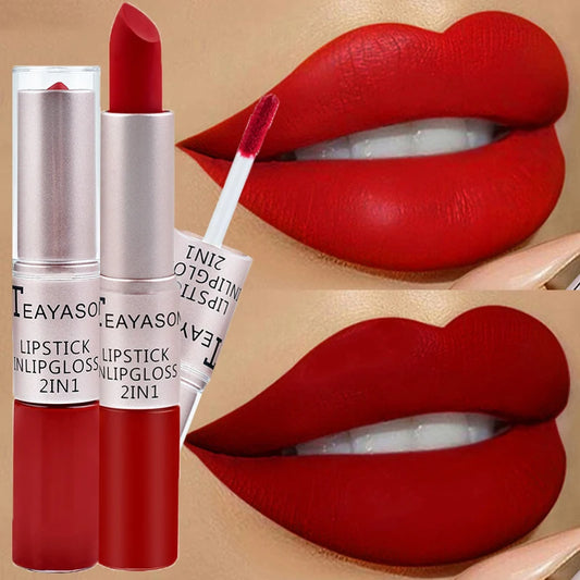 2-in-1 Velvet Matte Lipstick & Lip Gloss | Waterproof, Long-Lasting