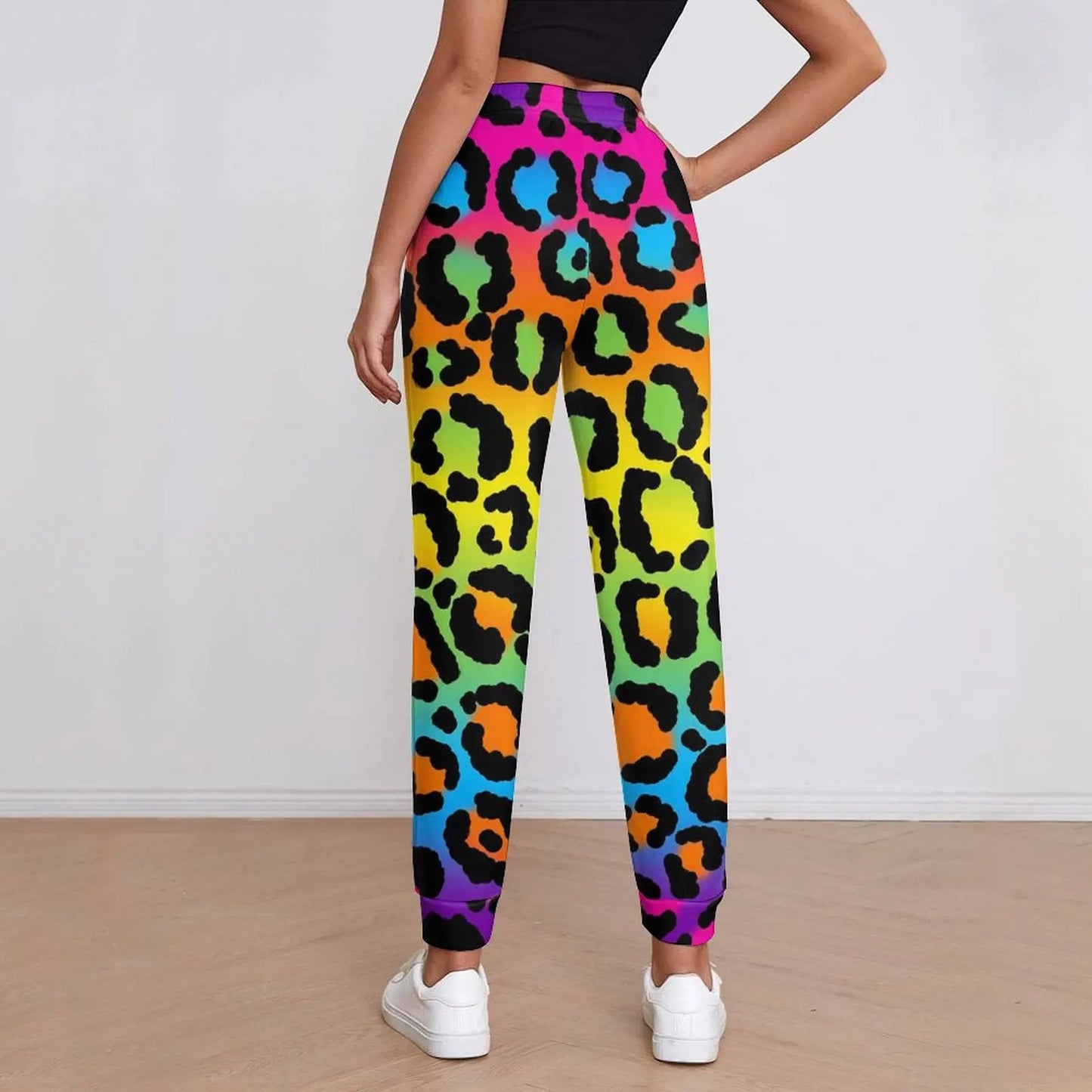 Pride Festival Neon Joggers | Leopard & Rainbow Print Sweatpants | Sizes S–3XL