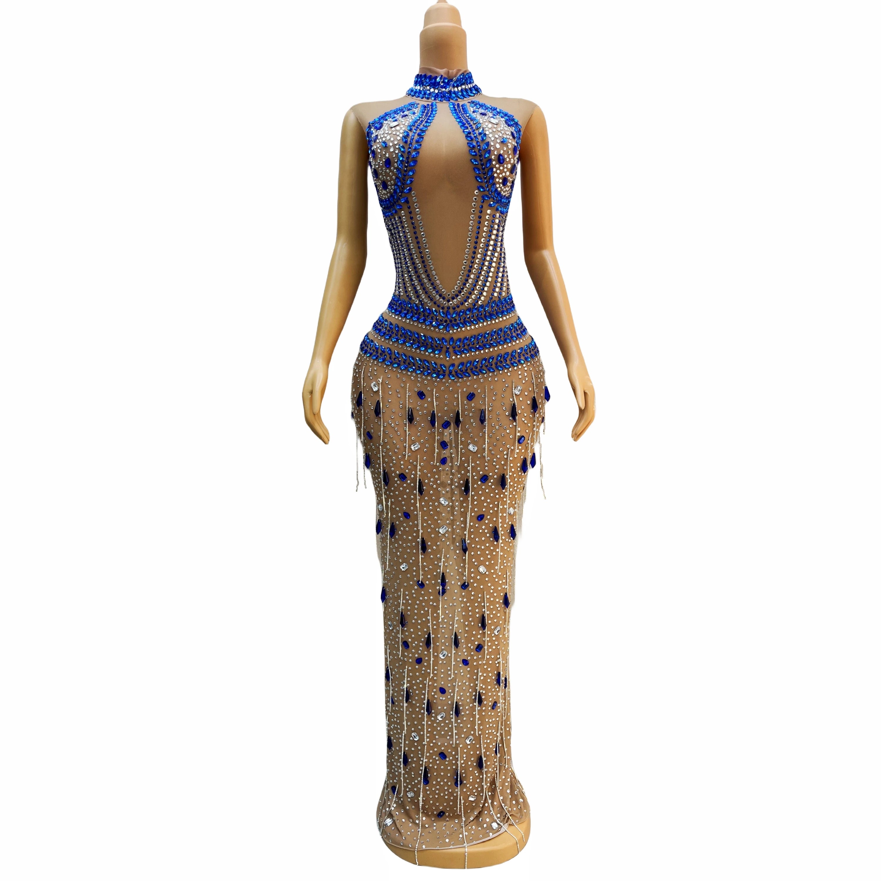 Sparkle & Slay: Silver Blue Rhinestone Fringe Fabulosity Dress – The ...