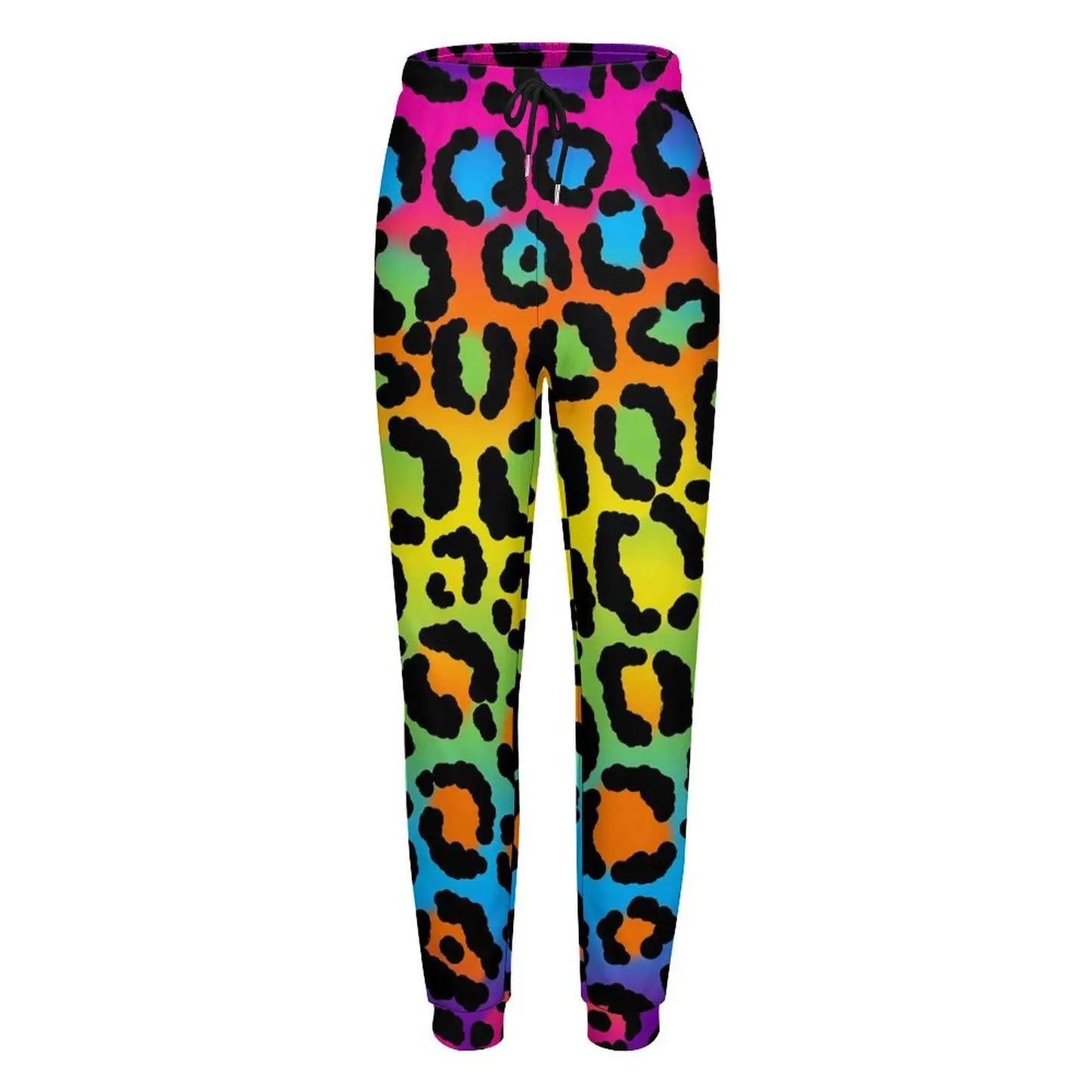 Pride Festival Neon Joggers | Leopard & Rainbow Print Sweatpants | Sizes S–3XL