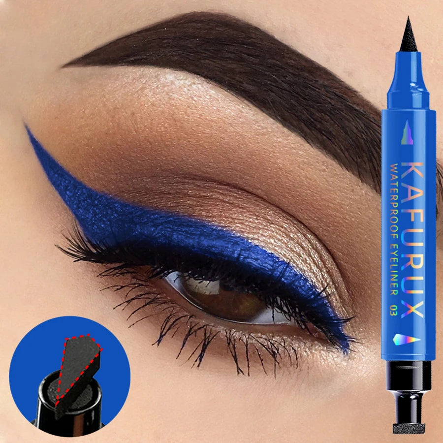 Double-Ended Stamp Eyeliner Pen | Waterproof Liquid Liner in Black, Purple & Blue
