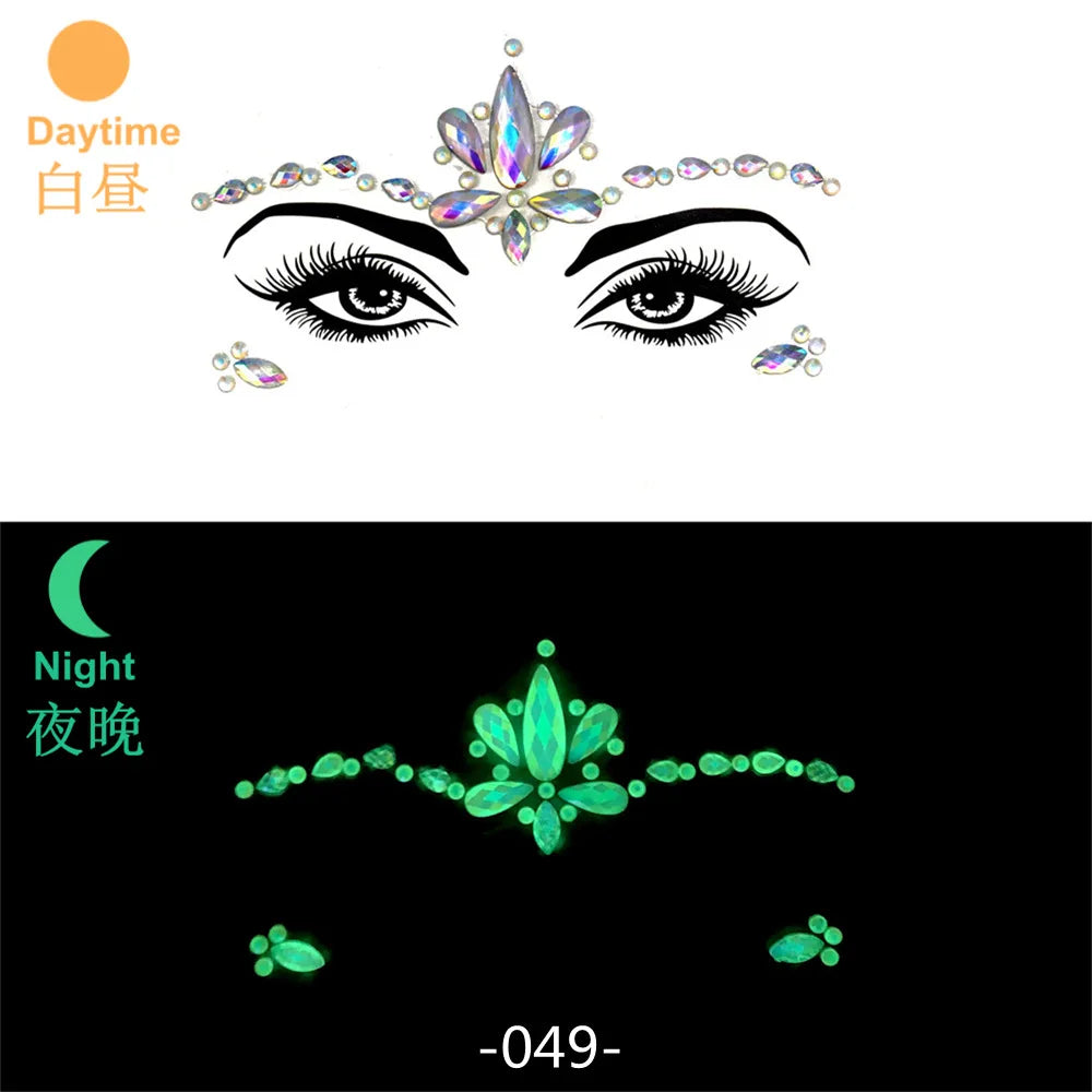 3D Rhinestone Face Jewels & Crystal Festival Stickers