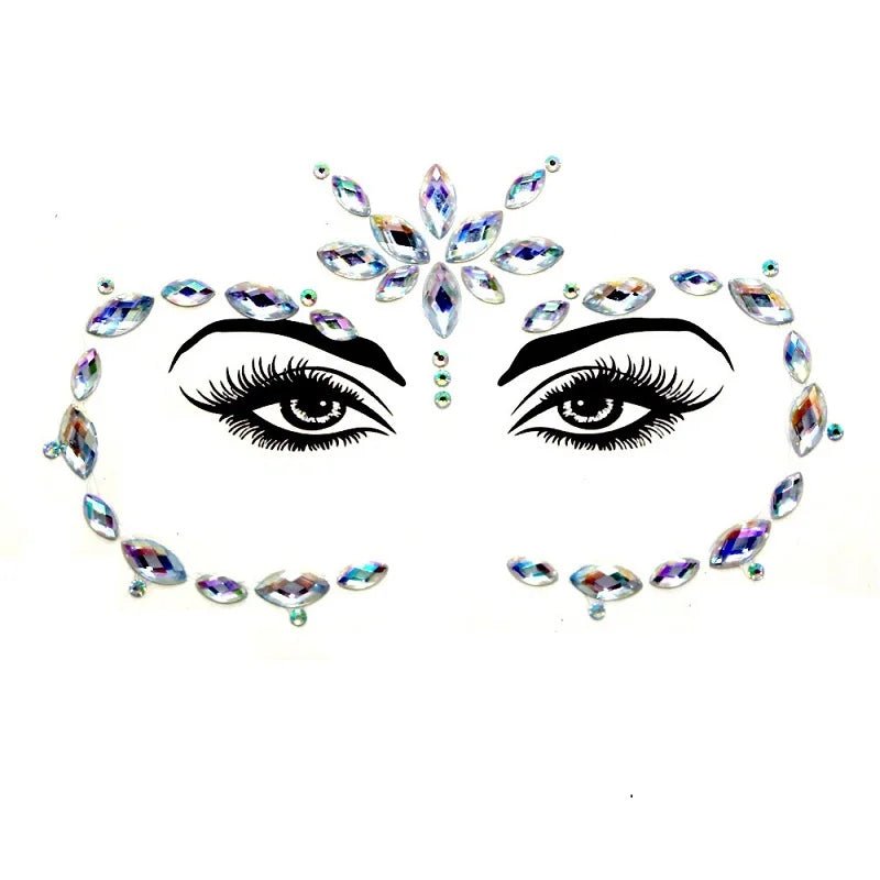 3D Rhinestone Face Jewels & Crystal Festival Stickers
