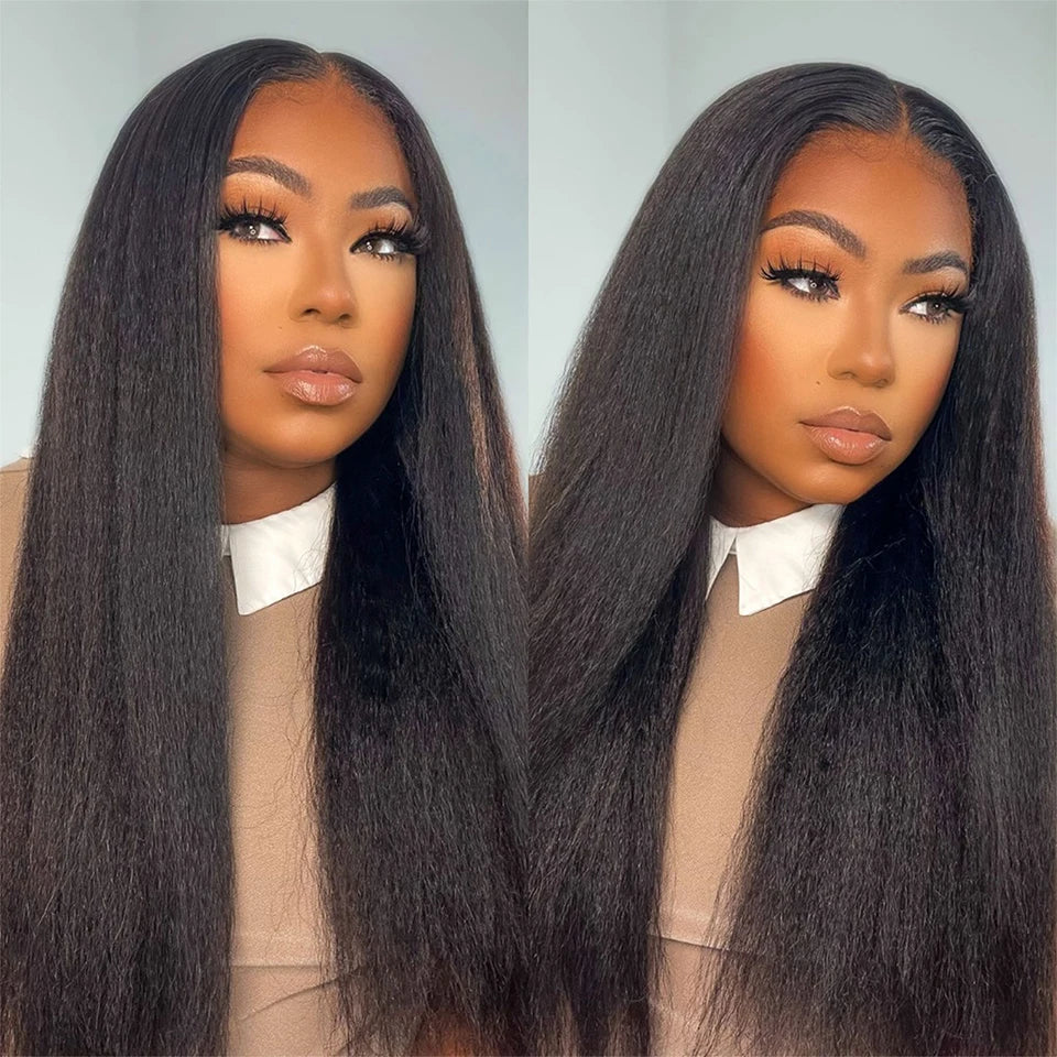 "Straight But Make It Fierce" Kinky Straight Human Hair Half Wig – Glueless, 3-in-1 Install
