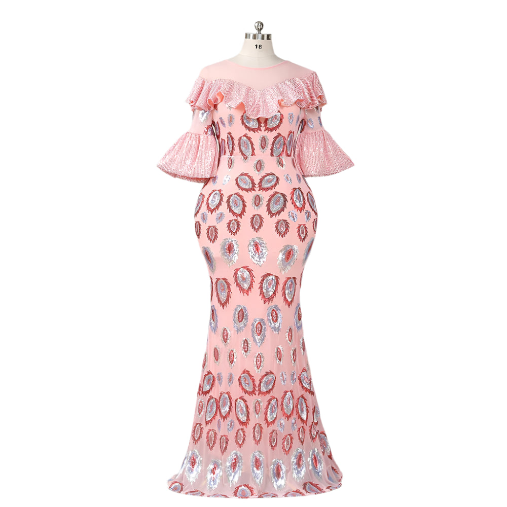 Blush Fantasy Ruffle Gown – Serve Sweetness with a Sparkle – The Drag ...