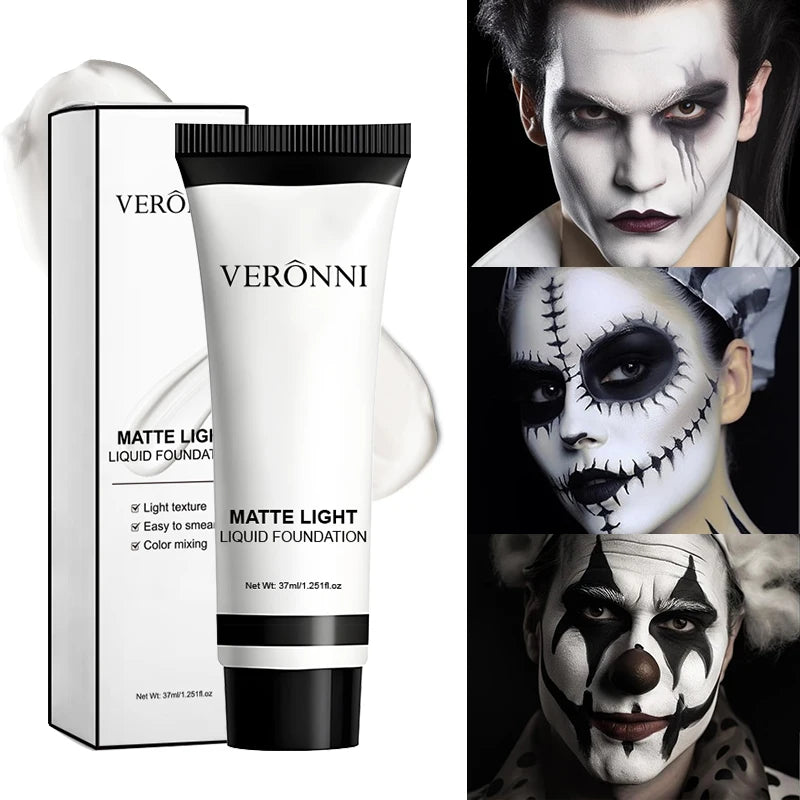 White Matte Liquid Foundation – Full Coverage for Stage, Cosplay & Drag