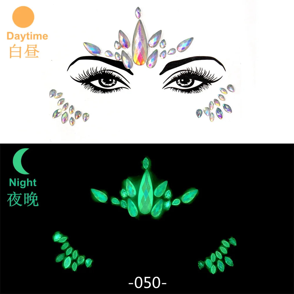 3D Rhinestone Face Jewels & Crystal Festival Stickers