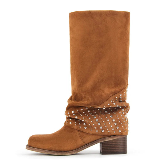 Slouch & Sparkle Studded Boots – Slay-Back Drag Cowgirl Boots