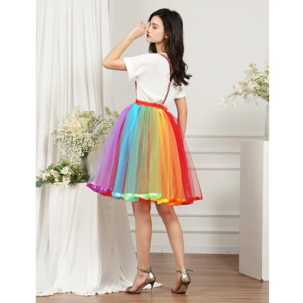 Rainbow Tulle Suspender Skirt – Drag Queen Pride Tutu