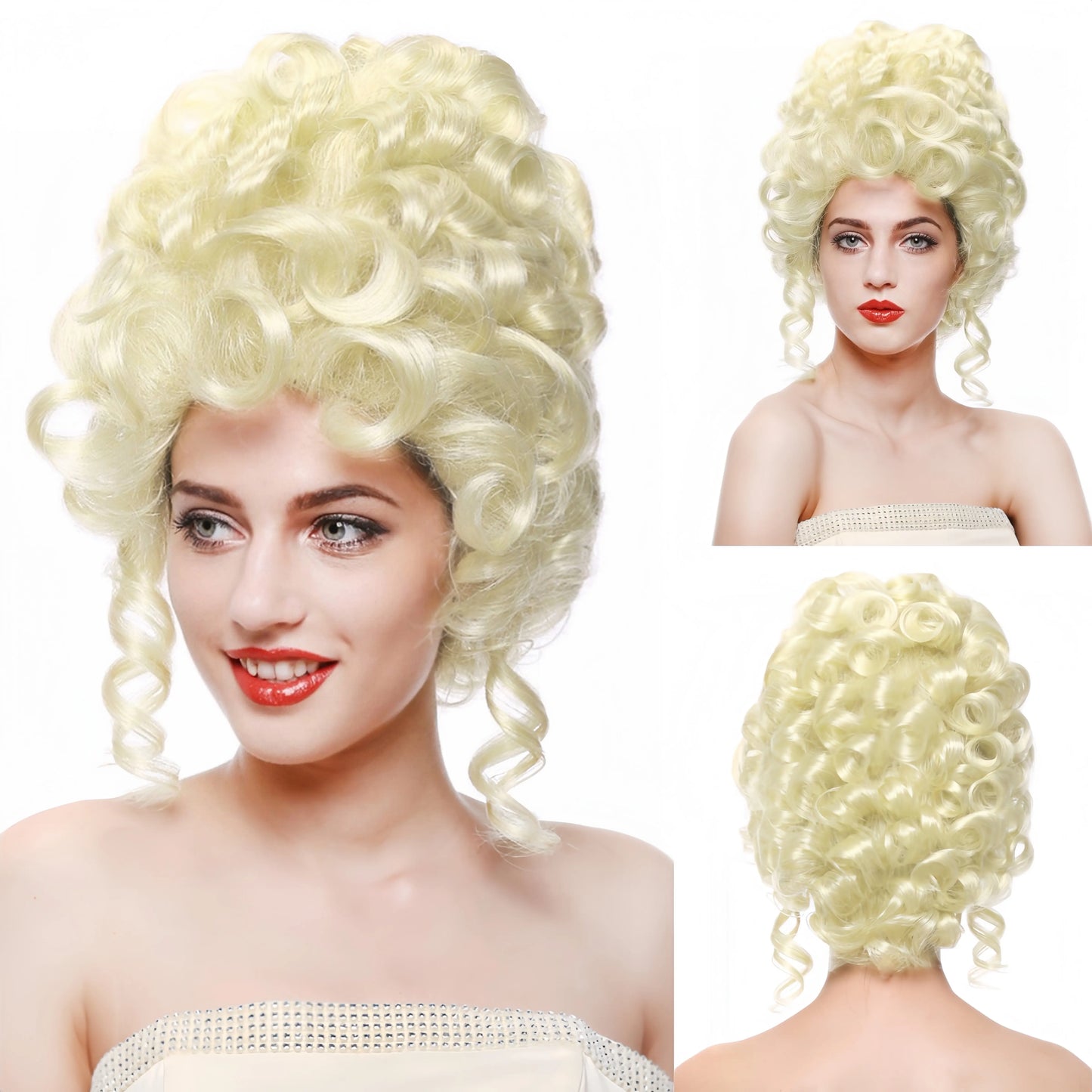 Baroque Rococo Style Costume Wig – Black, Gray, Pink, or Blonde