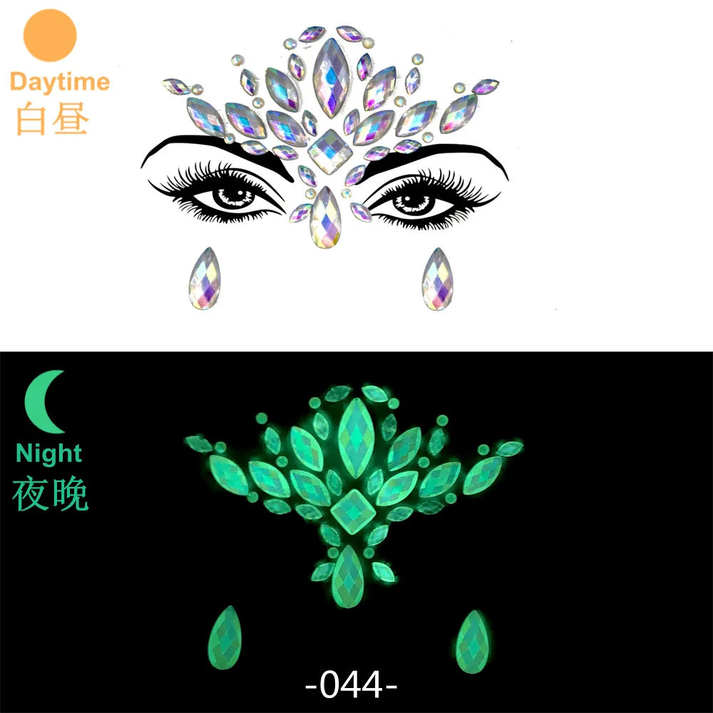 3D Rhinestone Face Jewels & Crystal Festival Stickers