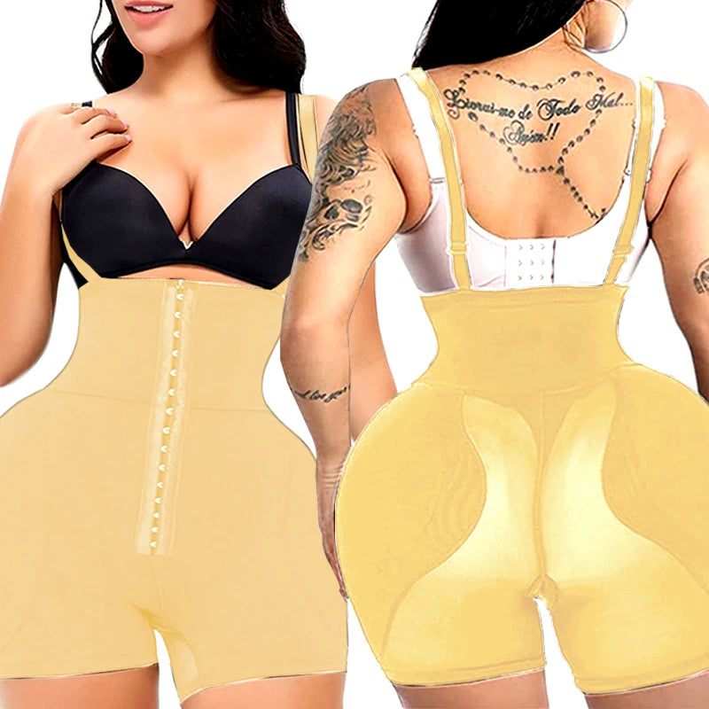 Ultimate Full Body Shaper - Padded Butt Lifter Bodysuit with Removable Hip Pads