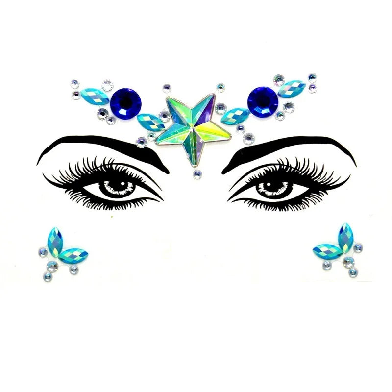 3D Rhinestone Face Jewels & Crystal Festival Stickers
