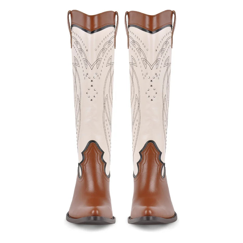 Saddle Queen Classic Western Boots – Two-Tone Drag Cowgirl Eleganza