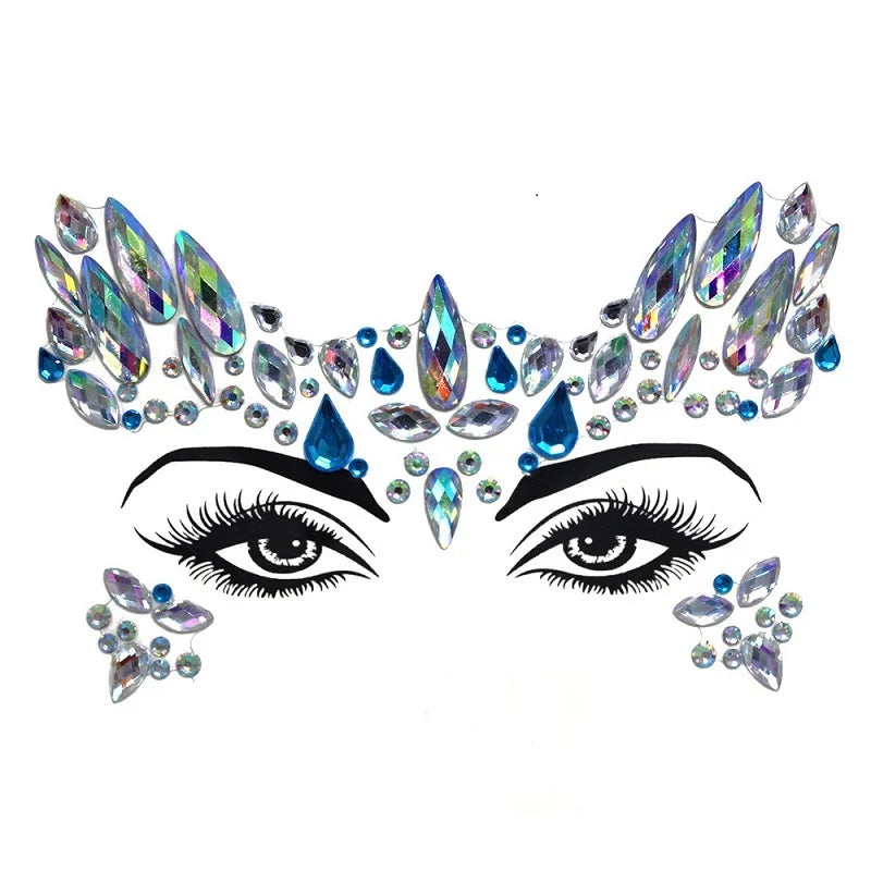 3D Rhinestone Face Jewels & Crystal Festival Stickers