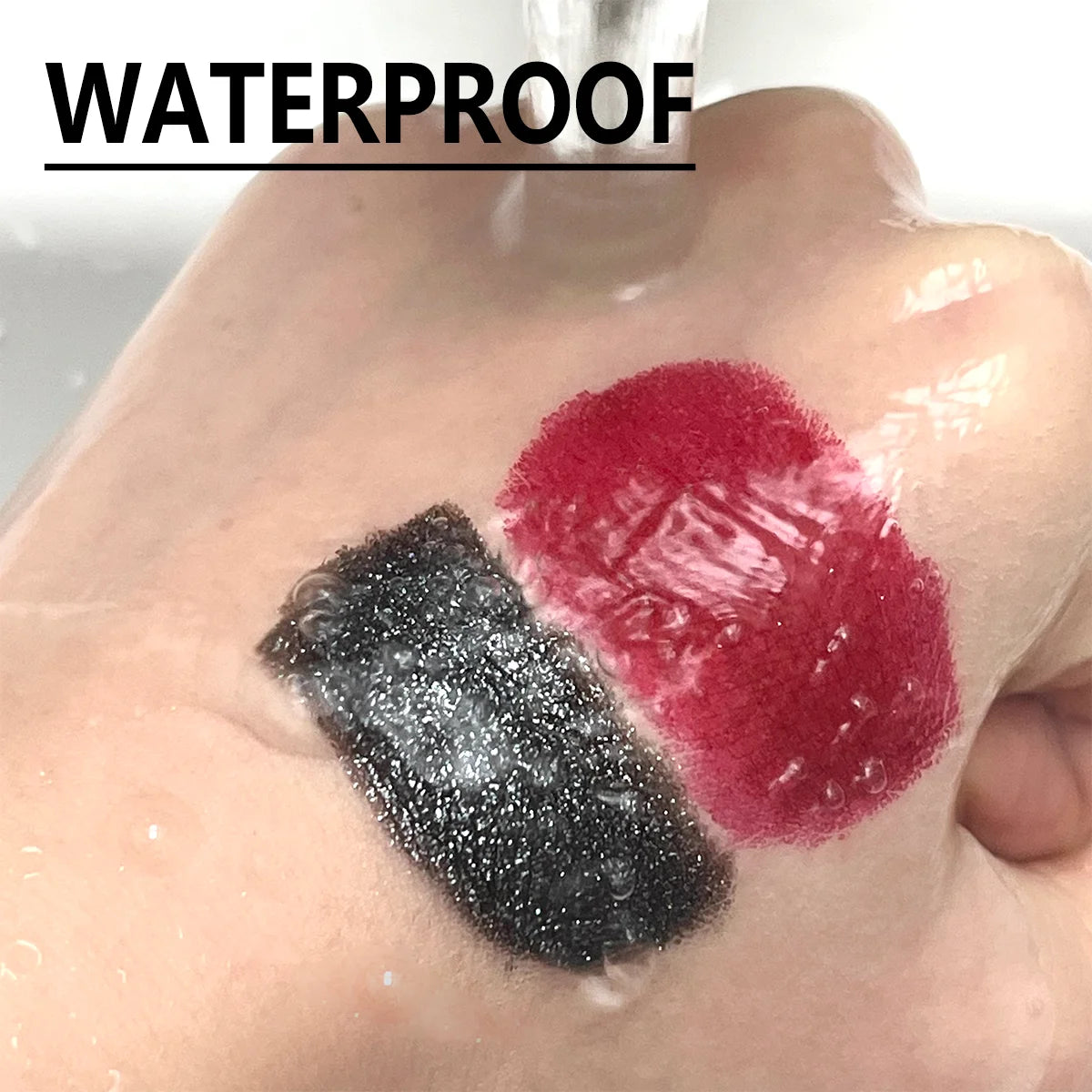 2-in-1 Waterproof Glitter Lipstick – Black & Burgundy Dual-Tone, All-Day Wear