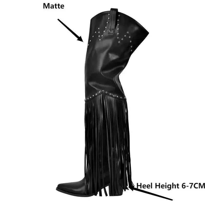 Strut & Slay: Fringe Fantasy Over The Knee Boots for Queens with a Flair!