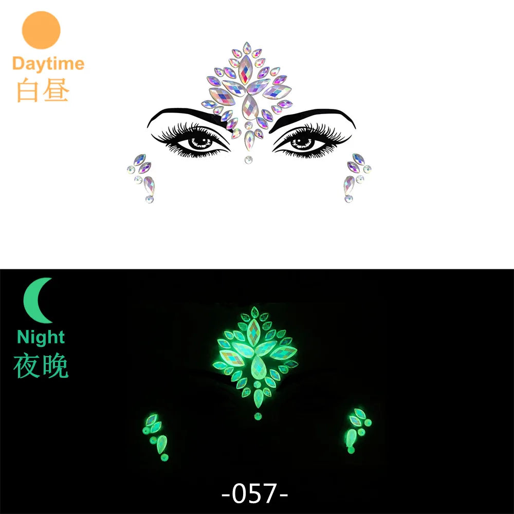 3D Rhinestone Face Jewels & Crystal Festival Stickers