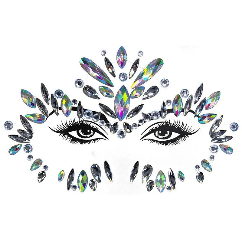 3D Rhinestone Face Jewels & Crystal Festival Stickers