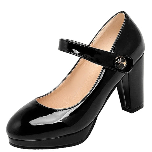 Glossy Mary Jane Block Heels – Candy Colors for Sissies & Cuties