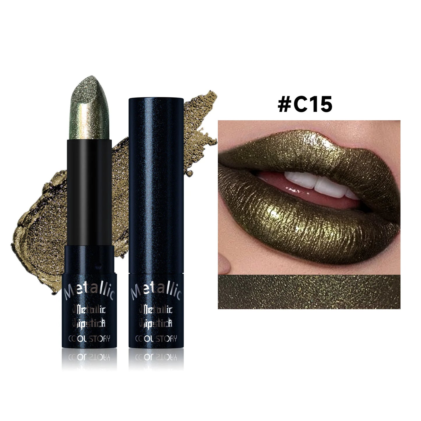 Metallic Glitter Lipstick | Diamond Pearlescent Finish | 15 Shades