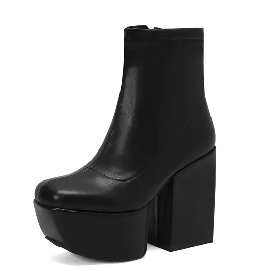 Power Platform Patent Boots – Drag Queen Zip-Up Block Heels