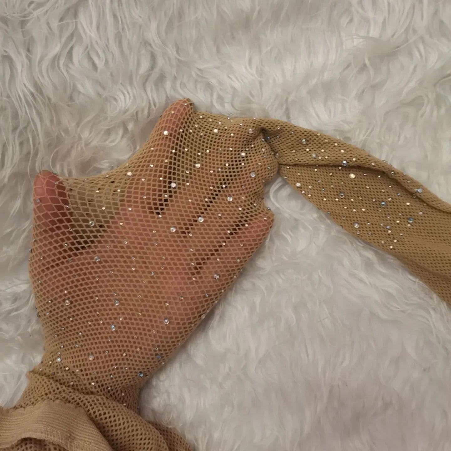 Shiny Rhinestone Fishnet Stockings – Sparkly Drag & Performance Pantyhose