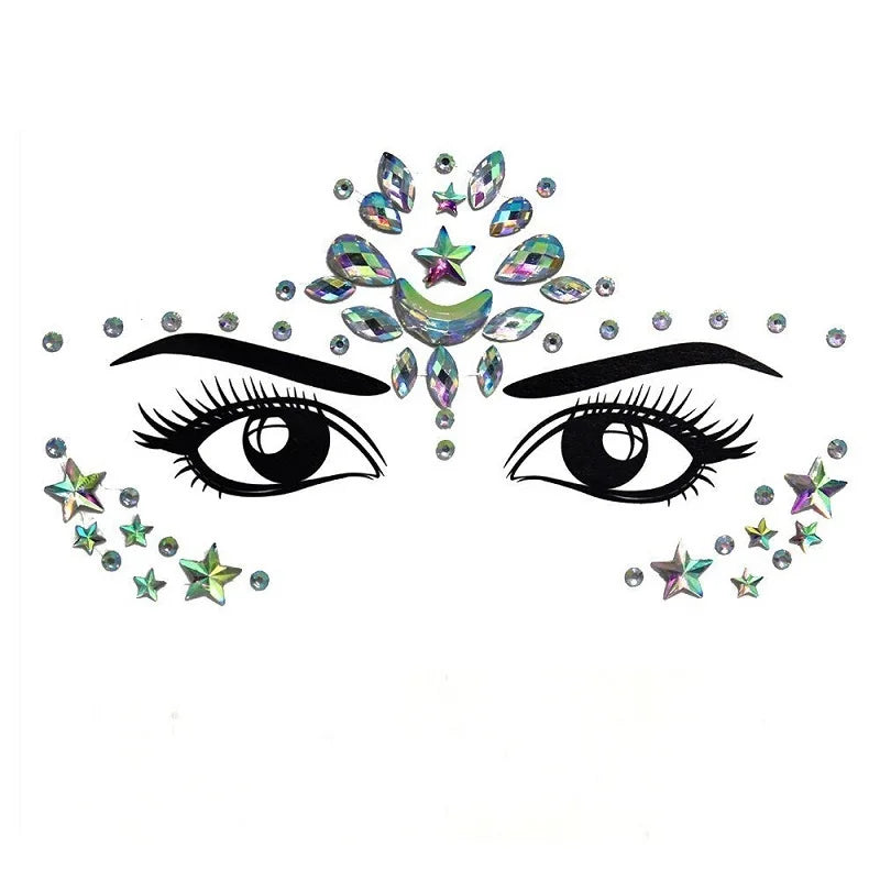 3D Rhinestone Face Jewels & Crystal Festival Stickers