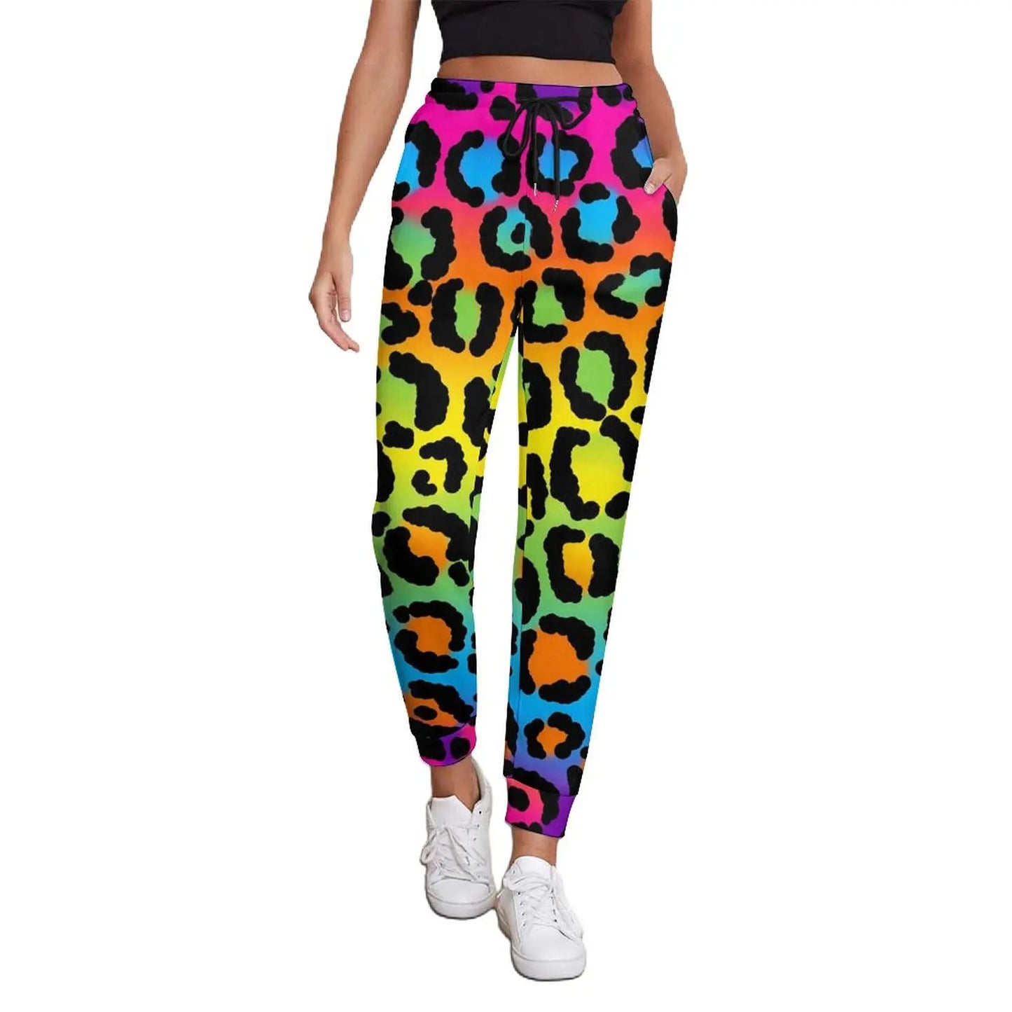 Pride Festival Neon Joggers | Leopard & Rainbow Print Sweatpants | Sizes S–3XL