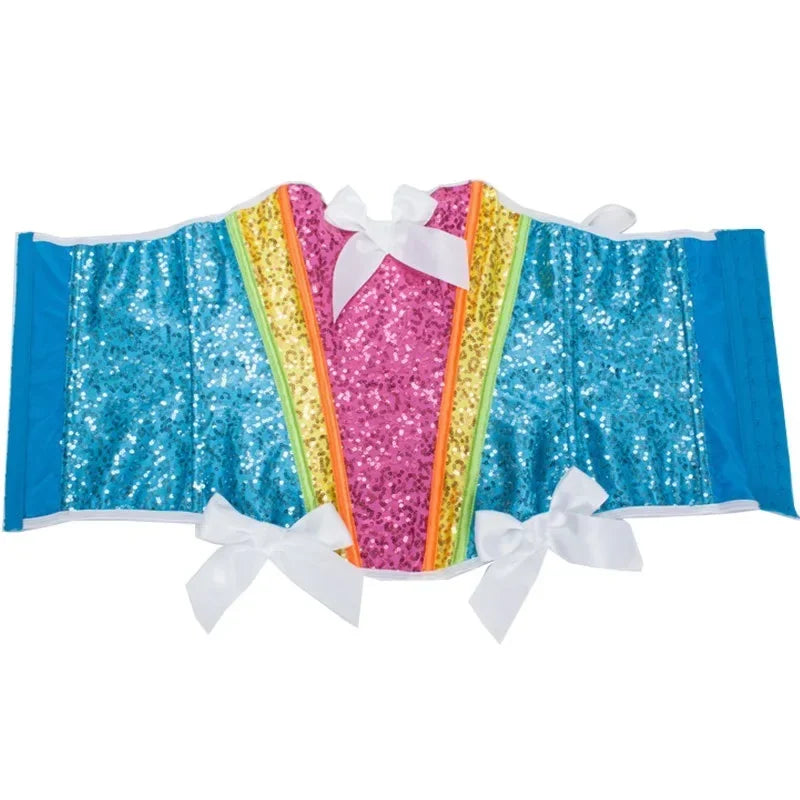 Rainbow Color-Block Sequin Corset – Drag Queen Burlesque Bustier