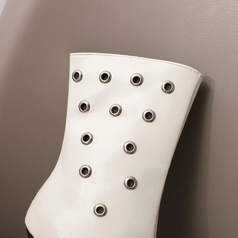 Studded Stiletto Ankle Boots | Green · Pink · Black · Yellow · White