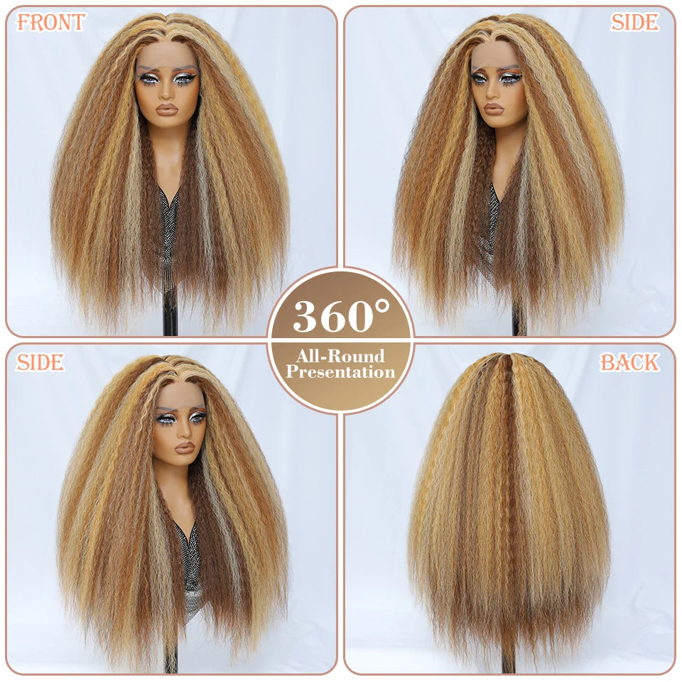 Fierce Diva Waves: 28-Inch Crimped Blonde Lace Front Wig