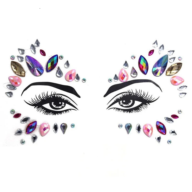 3D Rhinestone Face Jewels & Crystal Festival Stickers