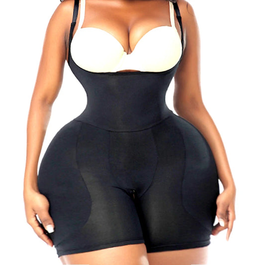 Ultimate Full Body Shaper - Padded Butt Lifter Bodysuit with Removable Hip Pads