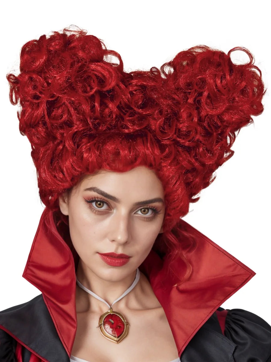 Red Heart-Shaped Kinky Curly Wig – Short Halloween Costume Wig
